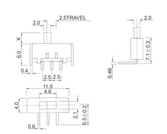 SS-12G21(1p1t)撥動開關規(guī)格圖